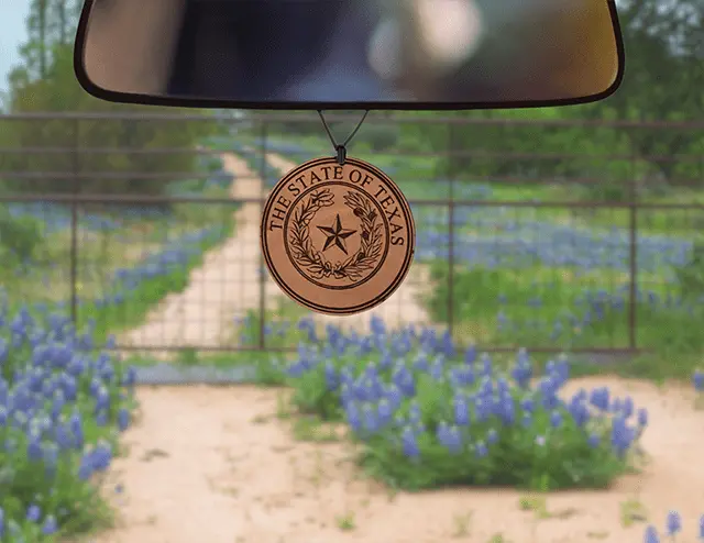 Texas State Seal Embossed Leather Car Air Freshener 1