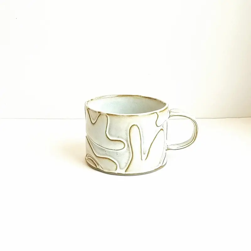 Textured Short Ceramic Mug – Minimalist Stoneware 1
