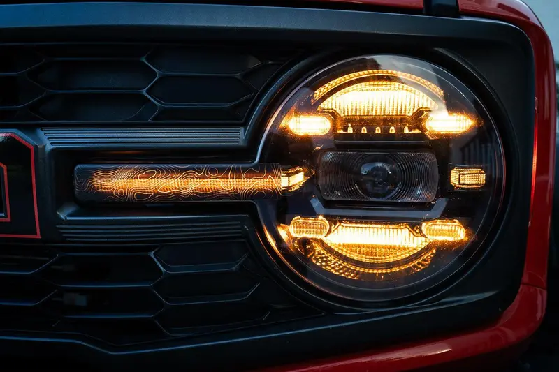 Topo Shortie-Style Light Bar Overlays (Printed) – 2021+ Ford Bronco With Standard Headlights 1