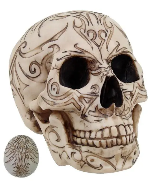Tribal Skull Sculpture – Ethnic-Inspired Decorative Accent (Pack Of 18) 1