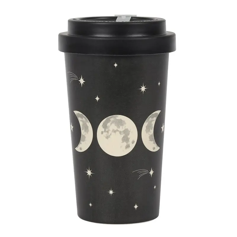 Triple Moon Bamboo Mug With Sleeve – Wiccan-Inspired Hot/Cold Beverage Cup 1
