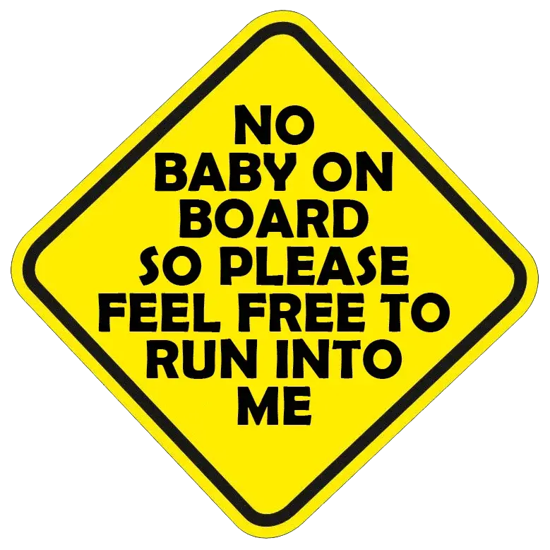 Universal 'No Baby On Board' Safety Decal – 5-Inch Reflective Design 1