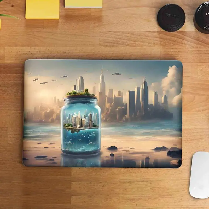 Urban City In A Glass Jar Laptop Wrap 1