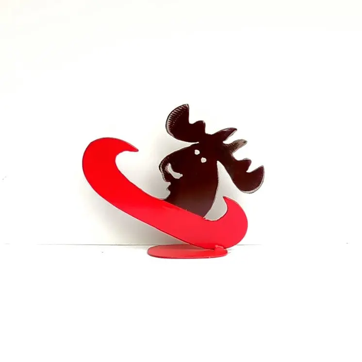 Whimsical Moose In A Canoe Sculpture 1