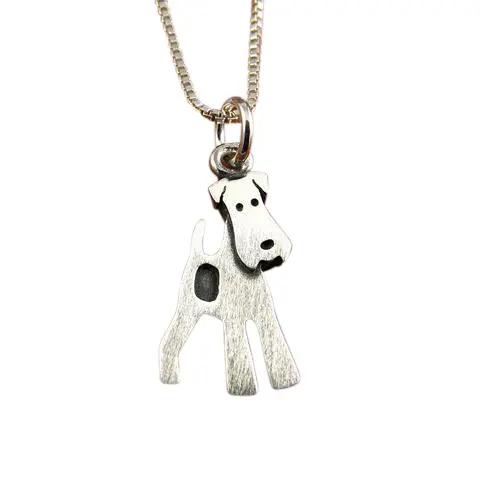 Wire Fox Terrier Pendant – Intricate Hand-Bent Metal Charm 1