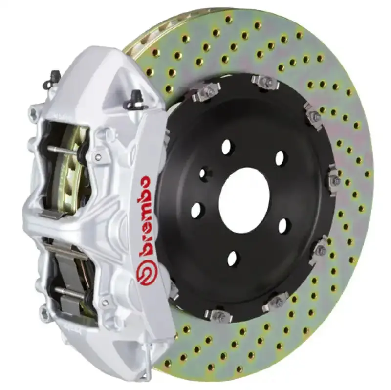 Brembo Gt Big Brake Kit For Tesla Model Y (2020+): Front 6-Piston Calipers With 365X34Mm Two-Piece Drilled Rotors – Silver Finish 1