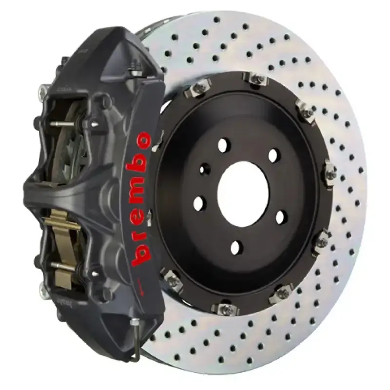 Brembo Gts Big Brake Kit For 2018+ Tesla Model 3 (Awd/Rwd) – Front, 6-Piston Calipers, 365×34 Mm Drilled Two-Piece Rotors, Black Ha Coating 1