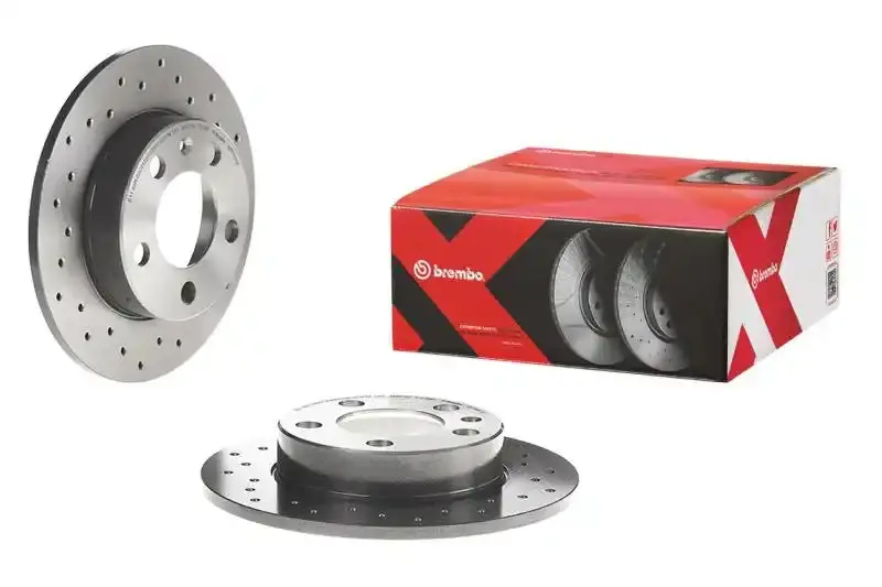 Brembo Premium Cross-Drilled Front Brake Rotors – Uv-Coated For 1999–2010 Vw Beetle, Golf, And Jetta 1