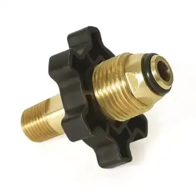 Camco Propane Hose Adapter – Converts 1/4-Inch Npt To Female Pol Soft Nose X Male Brass (Model 59203) 1