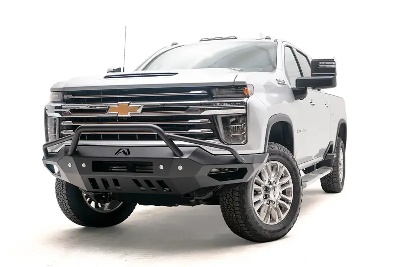 Fab Fours Vengeance Front Bumper – Uncoated, Paintable Steel With Pre-Runner Guard – Toyota Tacoma 1