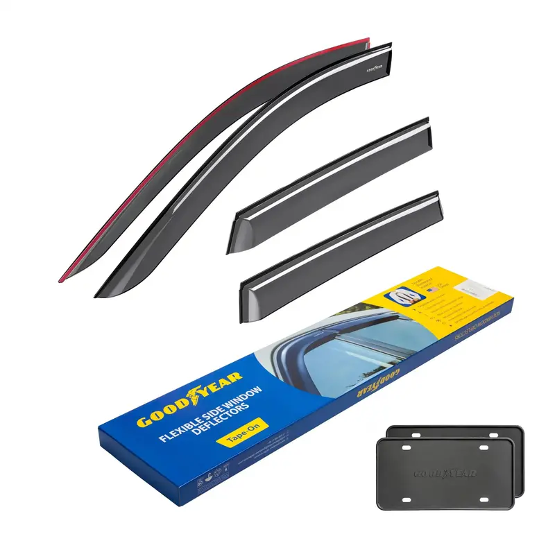 Goodyear Gy003219Lp Shatterproof Tape-On Window Deflectors – Wind & Rain Guards (4-Piece Set) 1