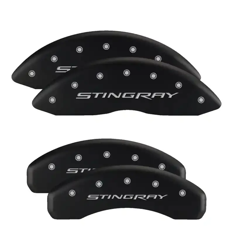 Mgp Engraved 4-Piece Caliper Covers – Front & Rear, Red Finish With Silver Accents 1