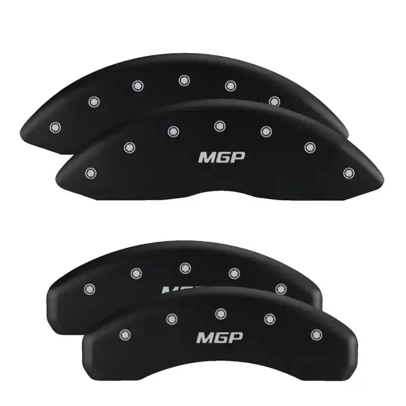 Mgp Engraved 4-Piston Caliper Covers – Front And Rear, Red Finish With Silver Chrome Accents 1