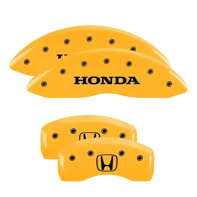 Mgp Honda-Specific Caliper Covers – Engraved Front (H Logo), Rear (H Logo), Yellow Finish With Black Accents 1